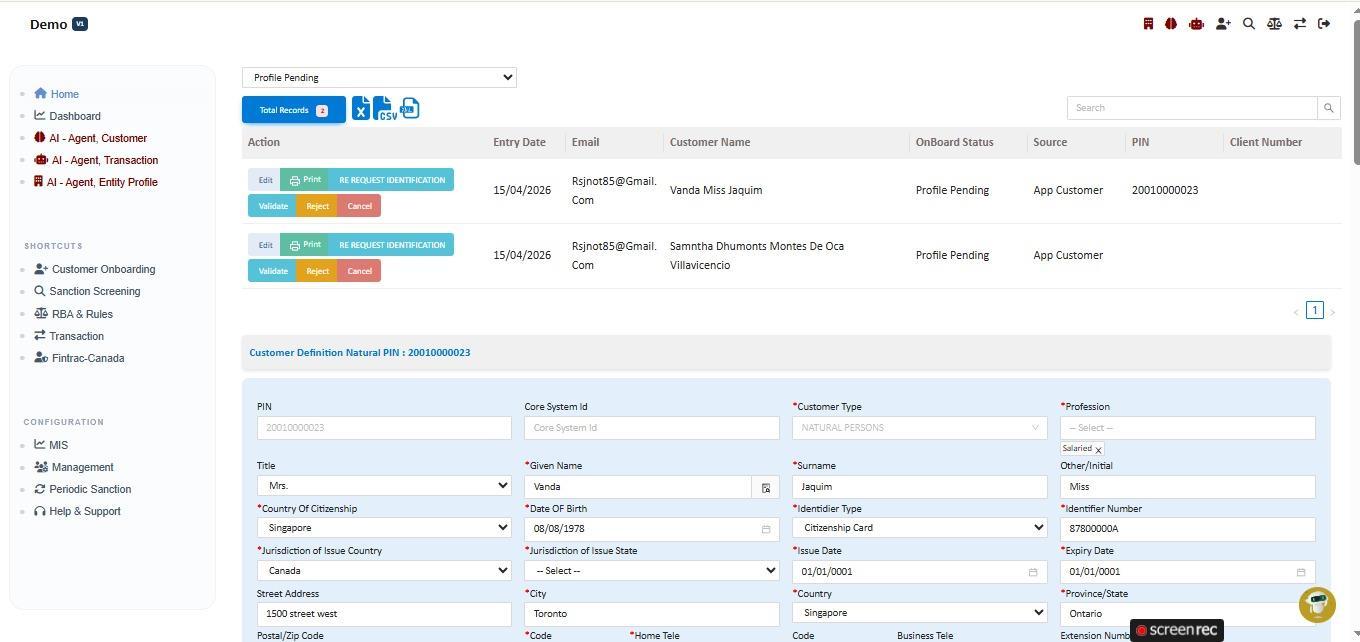 Validate, reject or request more info