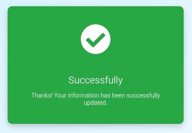 Successfully — thank-you card