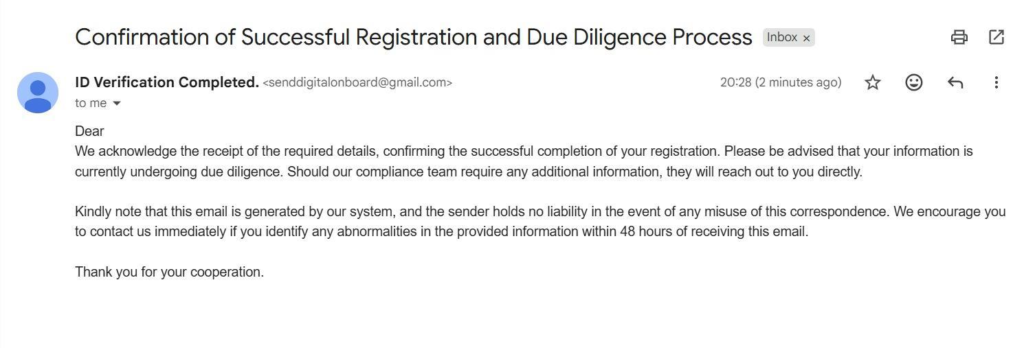 Registration confirmed by email